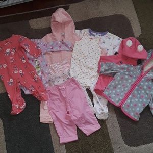 😮10 piece girls outfits size 0-9 months😮